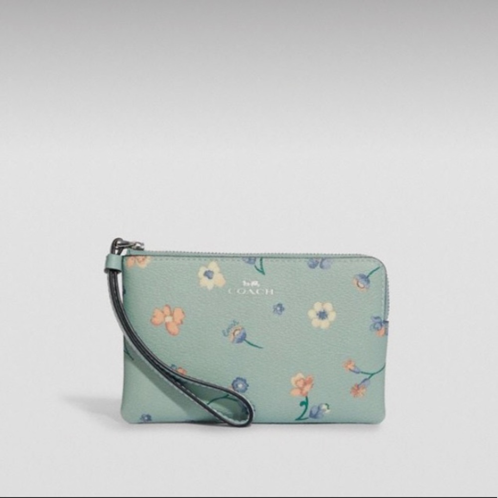 Coach Corner Zip Wristlet with Mystical Floral Print